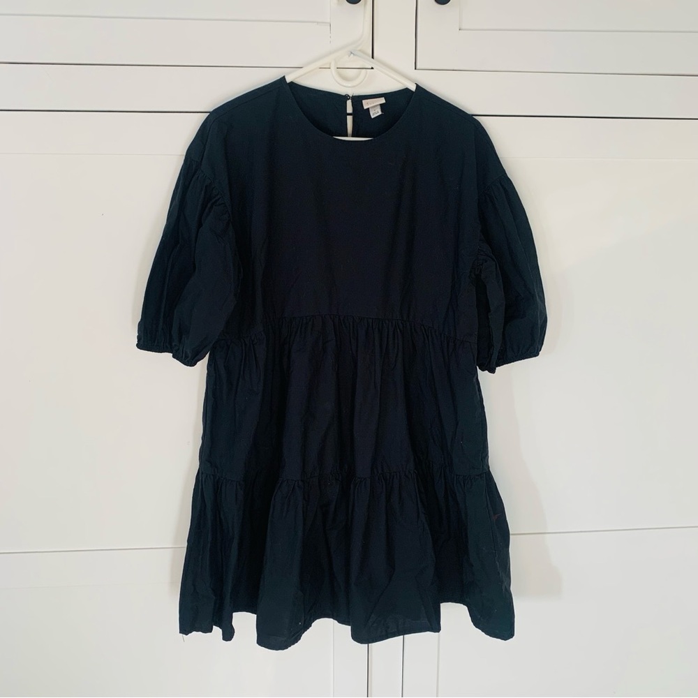 A New Day Black Cotton Puff Babydoll Dress Size Small